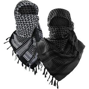 ⚡Men Black and Black-White 100% Cotton Military Shemagh Desert Scarf Wrap